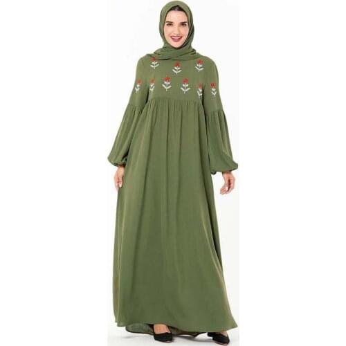 Abaya Dress For Women Fashionable And Dignified Plus Size Ladies Embroidered Muslim Casual Long Dress With Hijab Dignified Robe
