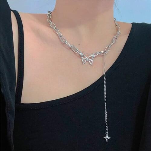Women Girls Choker Necklace Butterfly Tassel Choker Chain Short Necklace Adjustable Necklace Chain Neck Jewelry Accessories