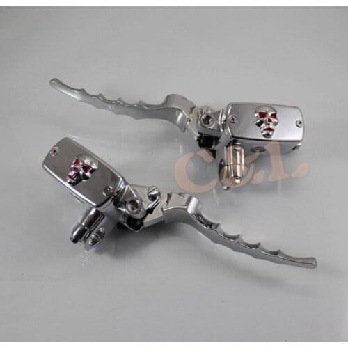 7/8" CHROME SKULL MOTORCYCLE HYDRAULIC BRAKE MASTER CYLINDER & CLUTCH LEVER