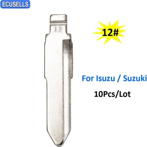10Pcs/Lot Metal Blank Uncut Flip KD Remote Key Blade Type #12 NO.12 for Isuzu for Suzuki Remote Key Car Blank Replacement