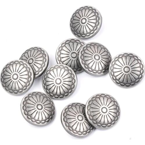 10pcs Diy Garment Sewing Fastener Flower Pattern Shank Silver Buttons Clothing Craft 23mm Round Buttons For Clothing Пуговицы