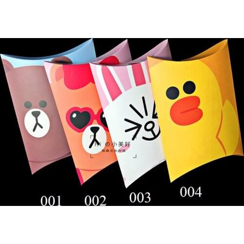 20pcs/lot New Pillow Box Cartoon Cute Present Carton Pouch Kraft Paper box Party Favors Gift Boxes Wedding Birthday Party Supply