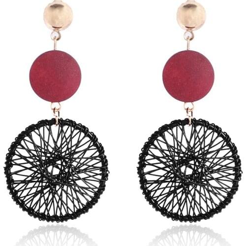 2021 Luxury Fashion Simple Big Round Earrings For Women Fashion Korean Style Hollow Mesh Drop Earrings Jewelry