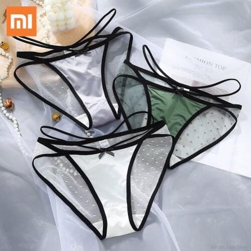 Xiaomi 3pcs Sexy Lace Womens Panties Female Silk Briefs Low-Waist Underpant Lingerie Panties Ladies Pantys G-String Underwear