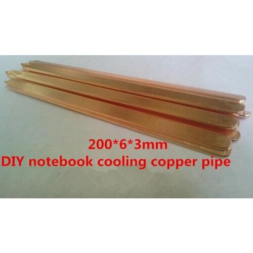 5PCS 200*6*3mm diy notebook cooling copper pipe/6mm flat heat pipe radiator pipe with thermal fluid cooling copper heat tube