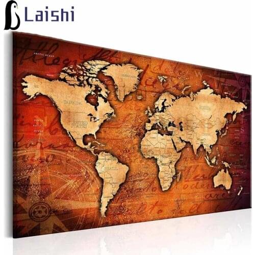 Full round square diamond embroidery world map pattern diamond painting 5D by hand gift picture rhinestones large decoration