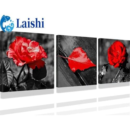 3pcs DIY Black and white, red rose Diamond Painting Full Square/Round Drill 5D Diamond Embroidery Sale Diamond Home Decor Gift