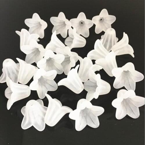 White Color Acrylic Frosting Long Morning glory Jewelry Loose Beads DIY Plastic Beads for Earring/Headdress making y1508