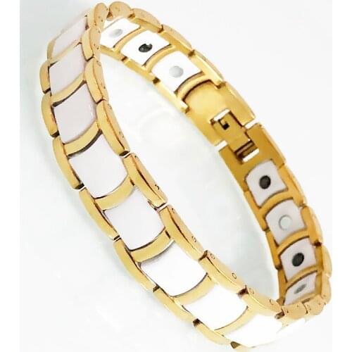 White Ceramic On Hand Barcelet For Men Health Care Power Energy Magnetic Therapy Bangle Chain Women Armband Homme Jewelry Gifts