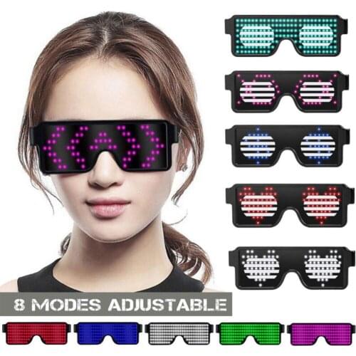Quick Flash LED Party DJ Glasses USB Rechargeable Luminous Glasses Christmas Concert Light Toys