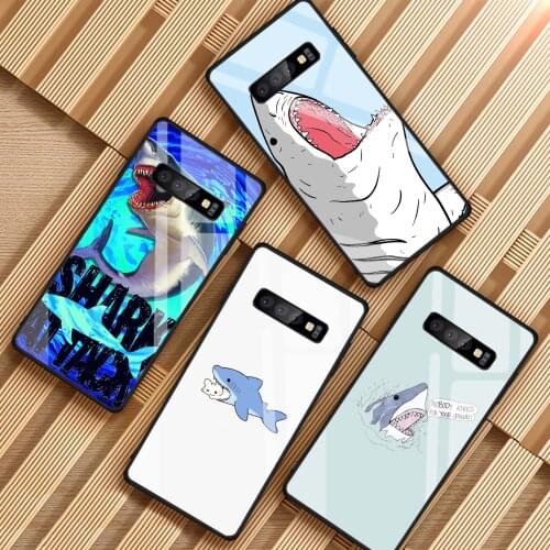 Tempered Glass Phone Case for Samsung Galaxy S8 S9 S10 S20 Plus sharks Cases for J4 J6 J8 2018 NOTE 8 9 10