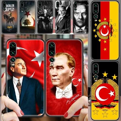 Turkey Mustafa Kemal Ataturk Flag Phone case For Huawei P Mate P10 P20 P30 P40 10 20 Smart Z Pro Lite 2019 black pretty Etui