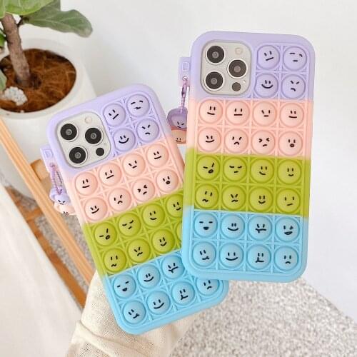 Push It Relieve Stress Case For Samsung S21 S20 S10 S9 Plus Note10 20 A50 A51 A71 A31 A52 A32 A12 A72 Pop Smiley Rainbow Cover