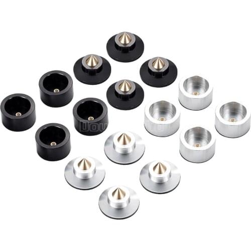 Douk Auido 4PCS Aluminium Black&silver Shockproof Spike+Pad Isolation Stand HiFi Amplifiers Accessories