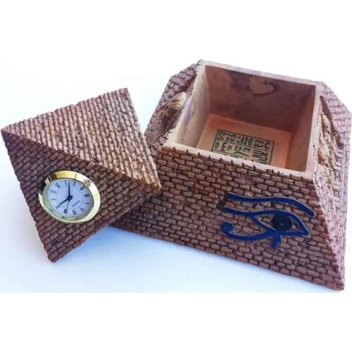 Egypt Tourism Souvenir Memorial Decoration Crafts Ornaments 3D Resin Pyramid Clock Jewelry Box Home Furnishings Desk Decoration