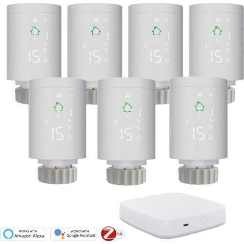 Zigbee Radiator Thermostat Valve WiFi, Programmable Radiator Valve Thermostatic Head Smart Alexa Echo Google Home Tuya APP/Voice