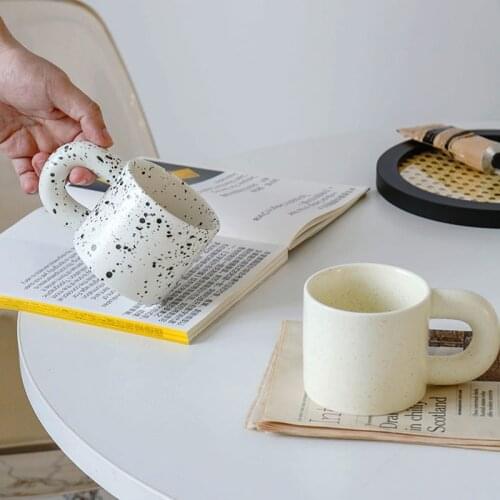 Nordic Creative Porcelain Fat Handle Coffee Cup Handmade Cream Splash-ink Ceramic Mug Breakfast Drink Tea Milk Water Couple Gift