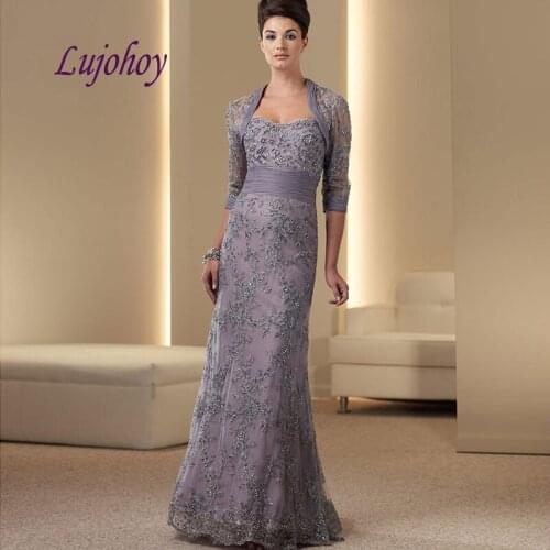 Lace Mother of the Bride Dresses with Jacket Plus Size for Weddings Godmother Groom Dinner Dresses Gowns