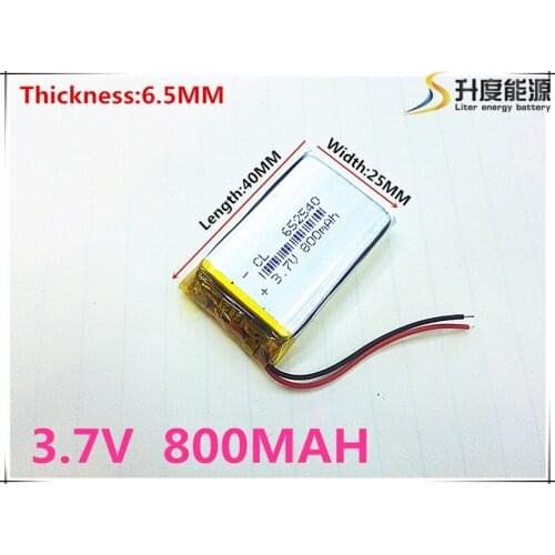 Small capacity rechargeable li-ion batteries 3.7v 800mah 652540 for toys LJ