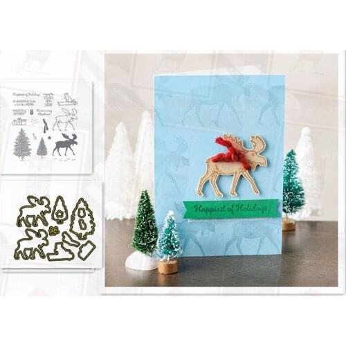 Merry Moose Metal Cutting Dies and Stamps Scrapbooking Craft Stencil DIY Album Sheet Mold Mould Decor Clear Stamps And Dies