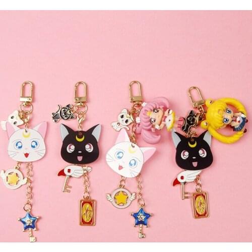 Cute Anime Cartoon Salor Moon Airpods Accessories Keychain Women Metal Key Ring Chains Car Bag Pendent Charm D304