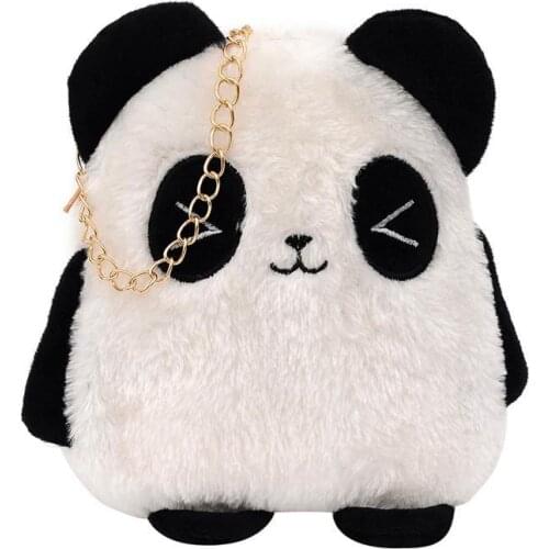 Lovely Children Coin Purse Cartoon Plush Messenger Bags Cute Animal Panda Cat Rabbit Fluffy Baby Kid Kindergarten Cross-Body Bag
