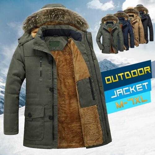 Mens Winter Coats 2021 New Military Jacket Men Thick Warm Parkas Fur Collar Long Jacket Male Windproof Overcoats Plus Size