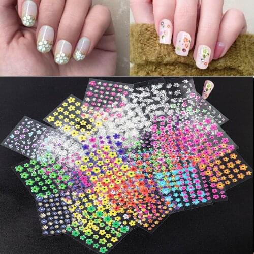 50Pcs/Set DIY French Tips Nail Decals Mixed Styles Colorful Floral Beauty Design Transfer Slider Nail Art Sticker Decals Flower