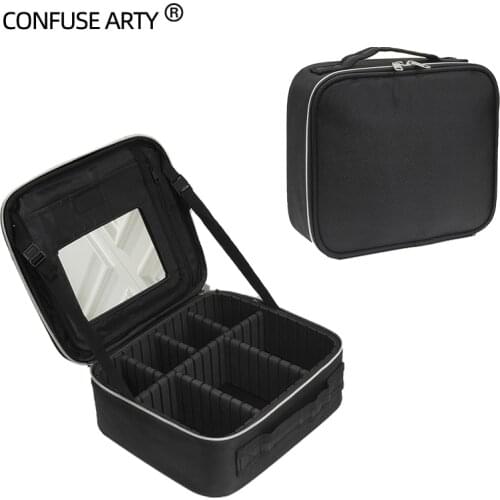 2021 New Cosmetic Bag With Mirror Beauty Brush Makeup Bag Travel Necessary Waterproof Large Capacity Travel Tattoo Makeup Case