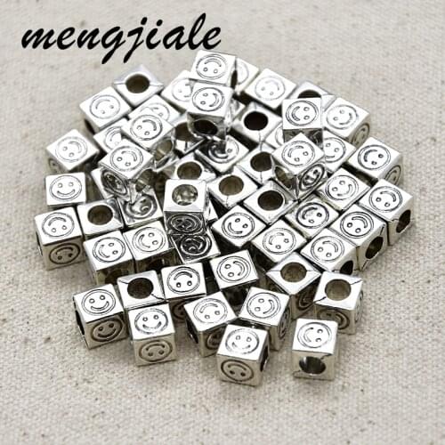 10pcs Wholesale Vintage Metal Alloy Smile Faced Beads Charm For Jewelry Making Necklace DIY Supplies hole dia 4mm