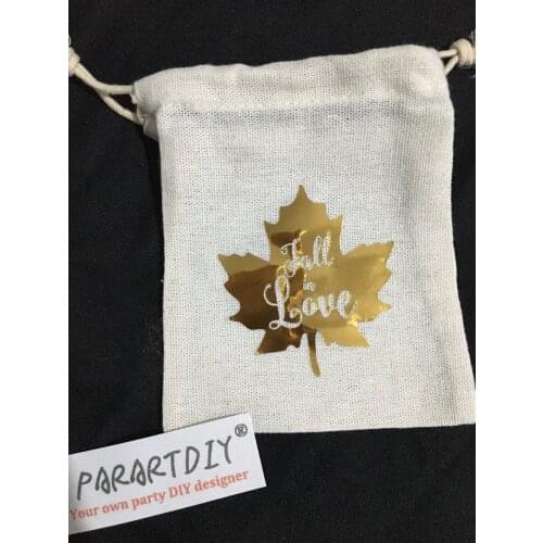 Fall in love maple Bachelorette Hangover bridal shower recovery Survival Kit wedding favor gift muslin bags Candy pouches