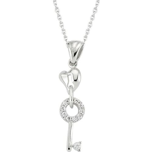 Real Silver 925 Jewelry Silver Key To My Heart Lady Necklace