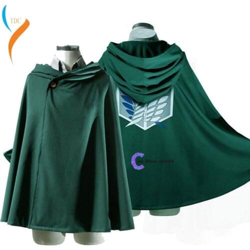 2019 Hoodie Attack on Titan Cloak Shingeki no Kyojin Scouting Legion Cosplay Costume anime cosplay green Cape Women mens clothes