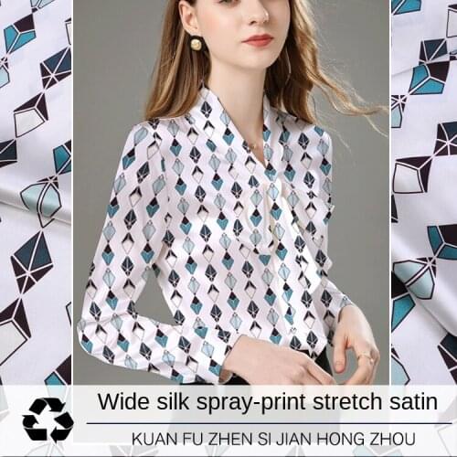 Customized Summer diamond wide digital printing silk stretch satin fabric flower mulberry silk cheongsam dress silk fabric