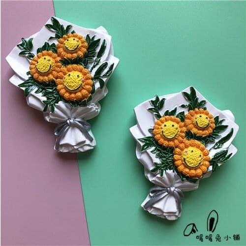 Sunflower sunflower plant bouquet resin refrigerator magnet three-dimensional magnetic sticker