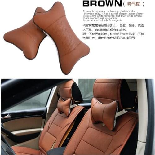 Car Neck Pillow PU Leather Head Support Protector Black / Red / BEIGE / Brown Universal Headrest Back Cushion Easy To Install An