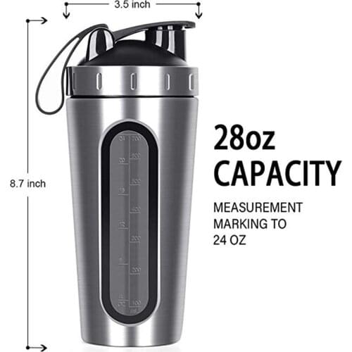 Stainless Steel Transparent Scale Shaker Cup Portable Fitness Water Cup Removable Protein Powder Meal Replacement Mixing Cup