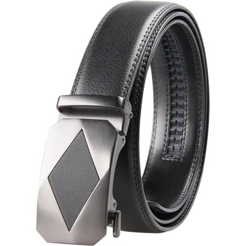 New Arrivals Men Belt 3.5cm Genuine Leather Belt Automatic Buckle Gray Black Leather Straps High Quality Belt For Men 95-125cm