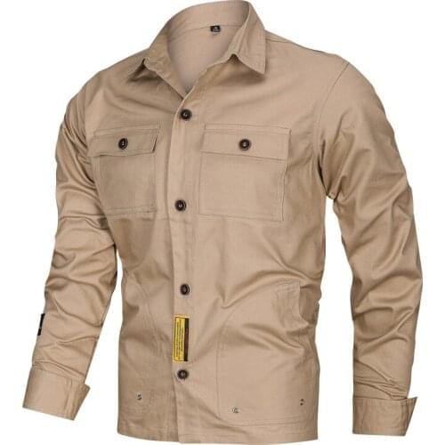 Mens Cargo Shirts Military Cotton Long Sleeve Shirt Casual Retro Slim Fit with Pocket Vintage Streetwear Jacket Plus Size 4XL