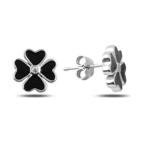 Silverlina Silver Enamel Clover Earrings