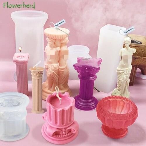 Roman Column Candle Silicone Mold DIY Venus Goddess Aromatherapy Candle Molds Human Body Plaster Mold Candle Making Supplies
