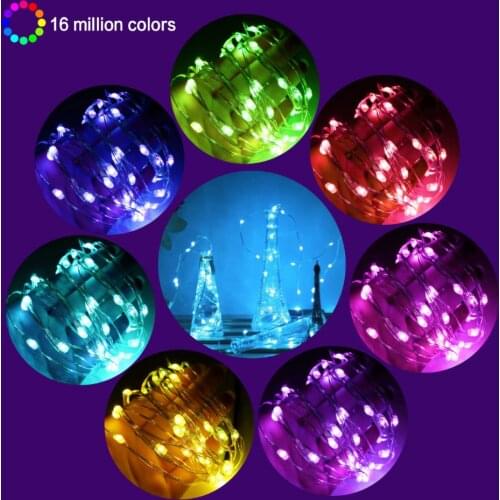 Led Light String Bluetooth Copper Wire RGB Lamp String Mobile Phone App Control Christmas Holiday Decoration Fairy Lights