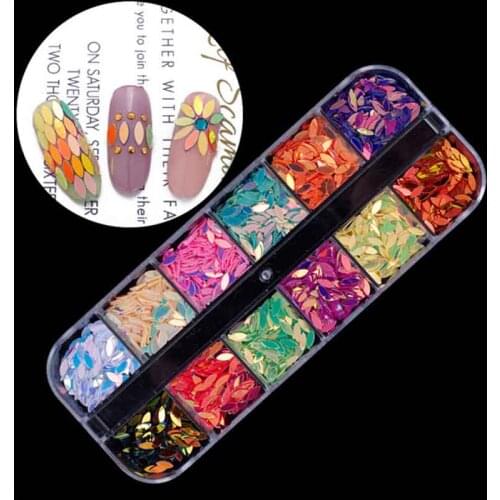 Swagpick 1 Box Horse Eyes Design Small Leaf Nail Sequins 3D DIY Nail Art Decorations Manicure Tools