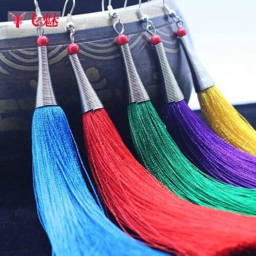 Latin Dance Accessories Retro section Ear clip/Ear hook style long tassel earrings/ Modern dance costume earrings accessories