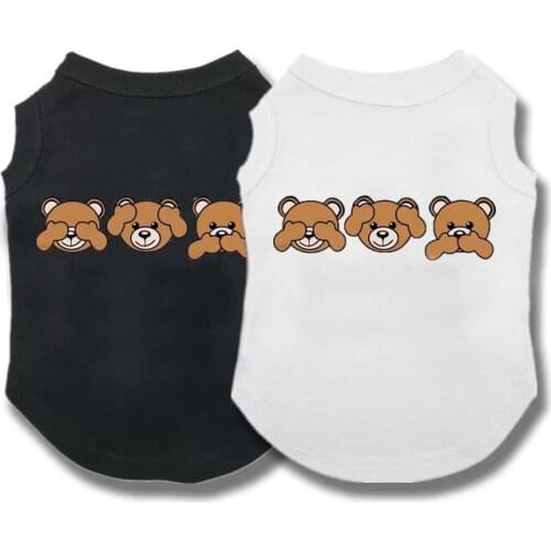 Spring Summer Dog Cotton Vest for Small Dogs Bear Printing Vest Tshirt for Cat Chihuahua Apparel XS-4XLPC1145