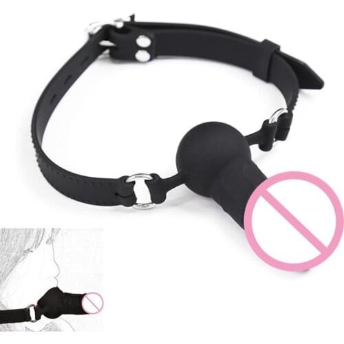 Adult Games Silicone Slave Open Mouth Dildo Gag BDSM Sex Bondage Restraint Oral Gag Ball in Mouth Flirting Sex Products Toys