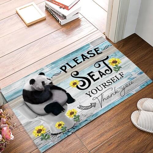 Funny Toilet Panda Sunflower Doormat for Entrance Door Bathroom Hallway Non-Slip Rugs Home Decor Kitchen Mats
