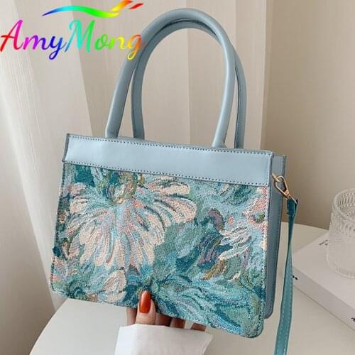 Chinese Style Handbag Purses Ladies Flower Print Shoulder Crossbody Messenger Bags Luxury Designer Women Tote Bag New Sac A Main
