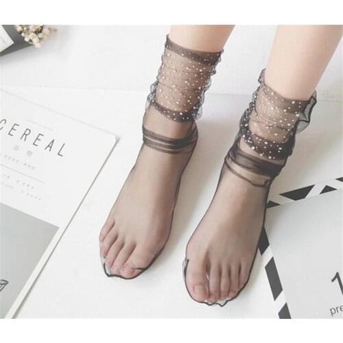 Women Fishnet Ankle Transparent Socks Lady Summer Sexy Lace Short Socks Mesh Hosiery D363