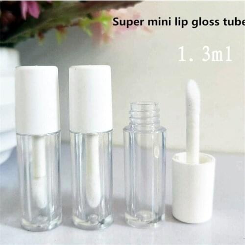 1.3ML Lip glaze tube Labial brush head White cover Mini Empty Lip gloss bottle Packaging Material Makeup DIY Lip Glaze